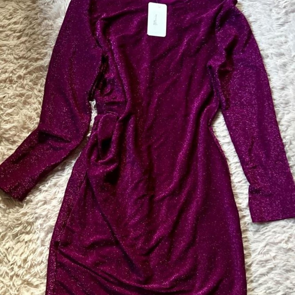 Sparkle Glam Retro 80s Wrap Style Dress Womens XL Y2K Urban Bodycon Mystical
